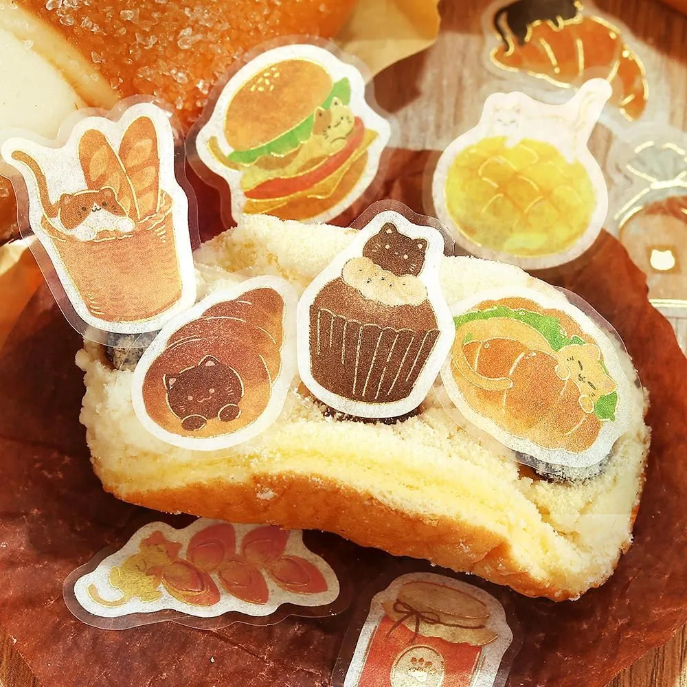 BGM Flake Stickers - Foil-Stamped - Let's Eat, Meow - Bakery