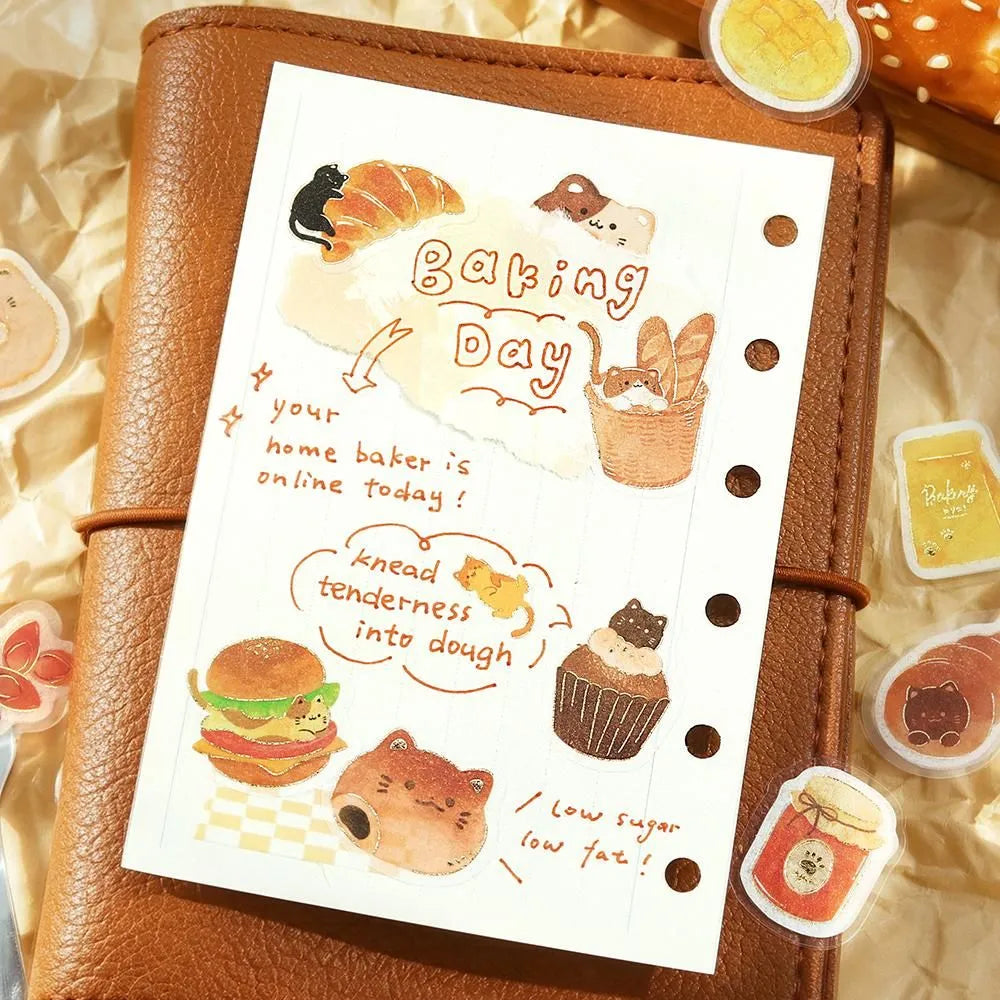 BGM Flake Stickers - Foil-Stamped - Let's Eat, Meow - Bakery