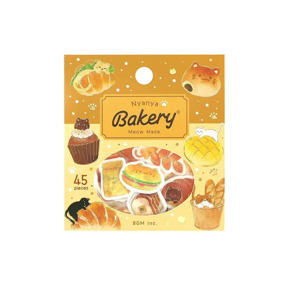 BGM Flake Stickers - Foil-Stamped - Let's Eat, Meow - Bakery