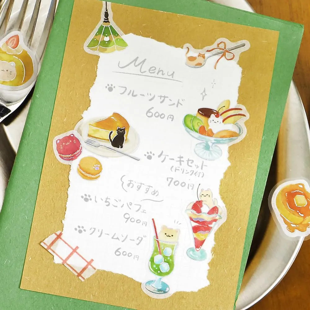 BGM Flake Stickers - Foil-Stamped - Let's Eat, Meow - Cafe