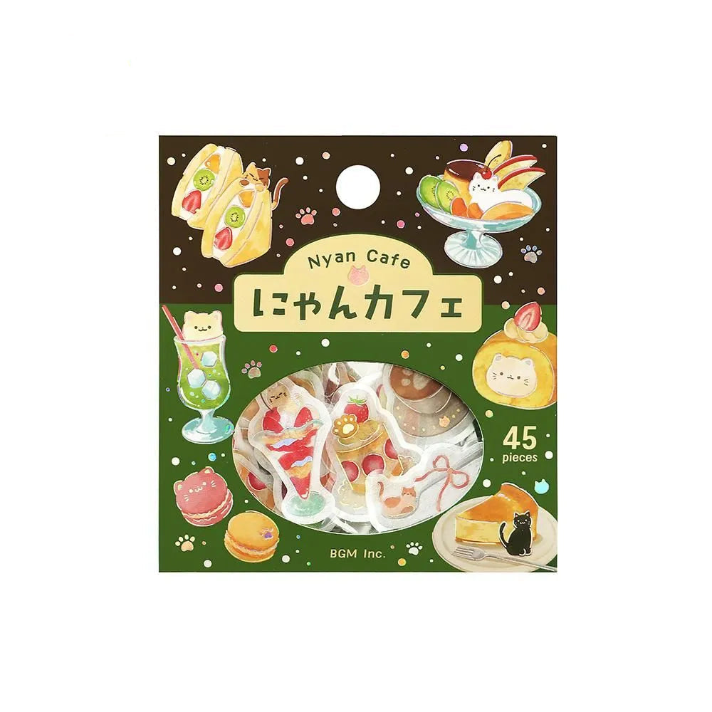 BGM Flake Stickers - Foil-Stamped - Let's Eat, Meow - Cafe