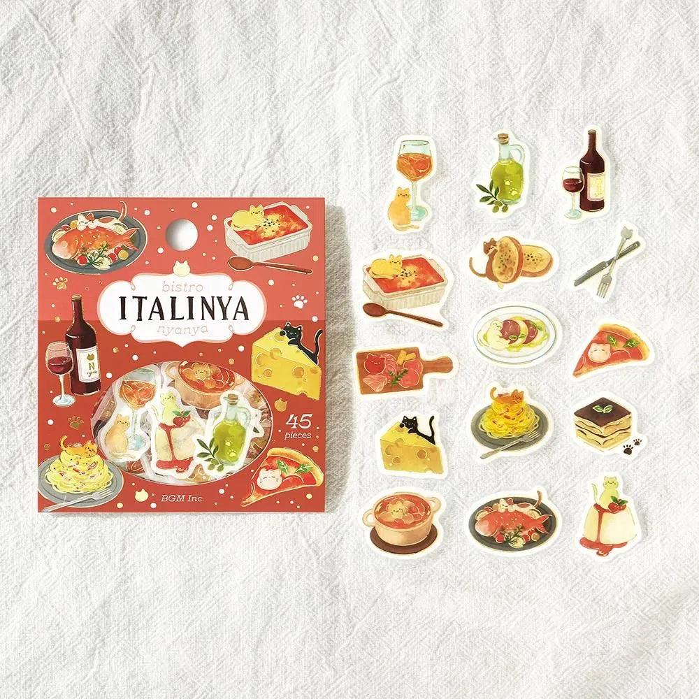 BGM Flake Stickers - Foil-Stamped - Let's Eat, Meow - Italinya