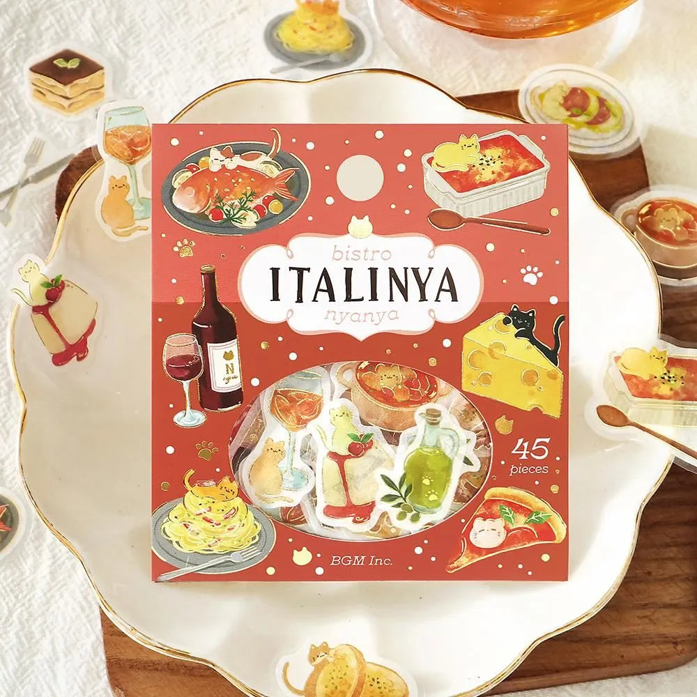 BGM Flake Stickers - Foil-Stamped - Let's Eat, Meow - Italinya