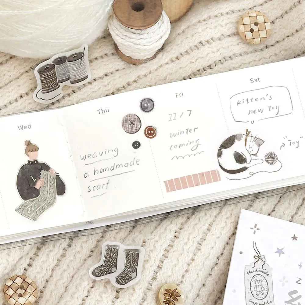 BGM Flake Stickers - Foil-Stamped - A Maiden's Moment - Knitting Time