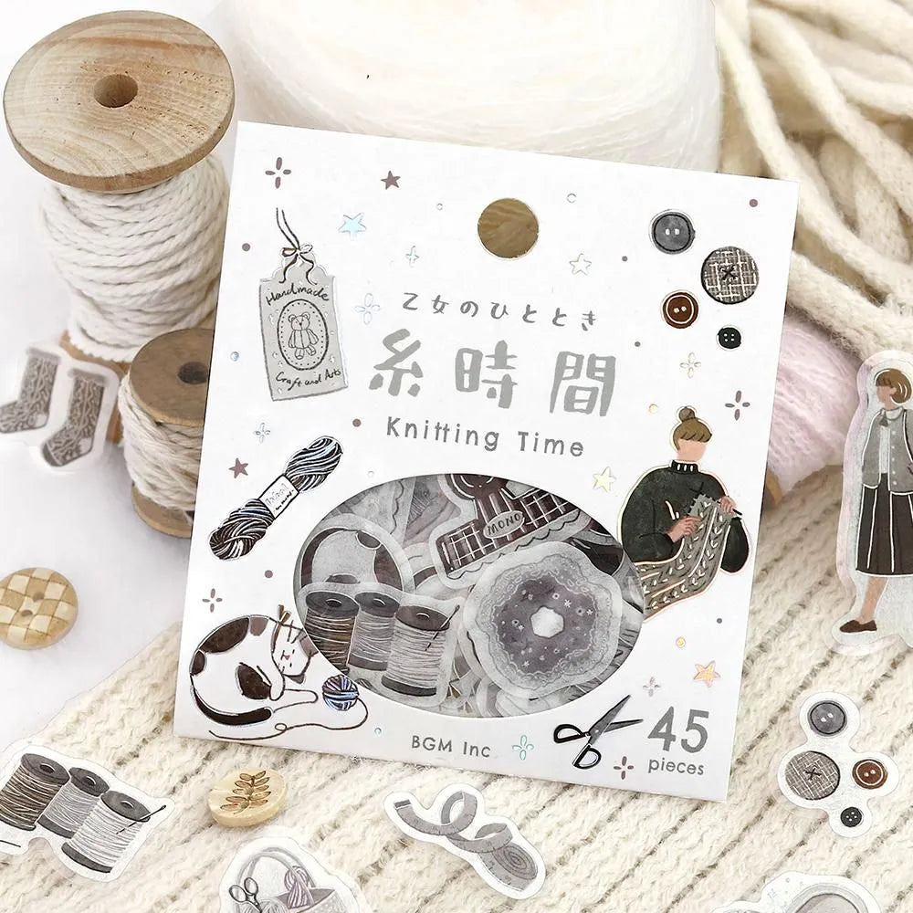 BGM Flake Stickers - Foil-Stamped - A Maiden's Moment - Knitting Time