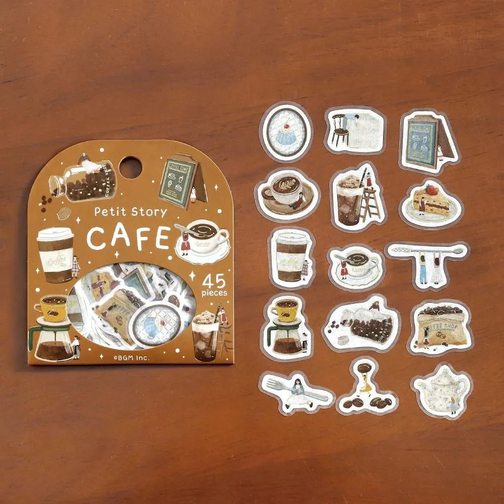 BGM Foil-Stamped Flake Stickers - Petit Story - Cafe
