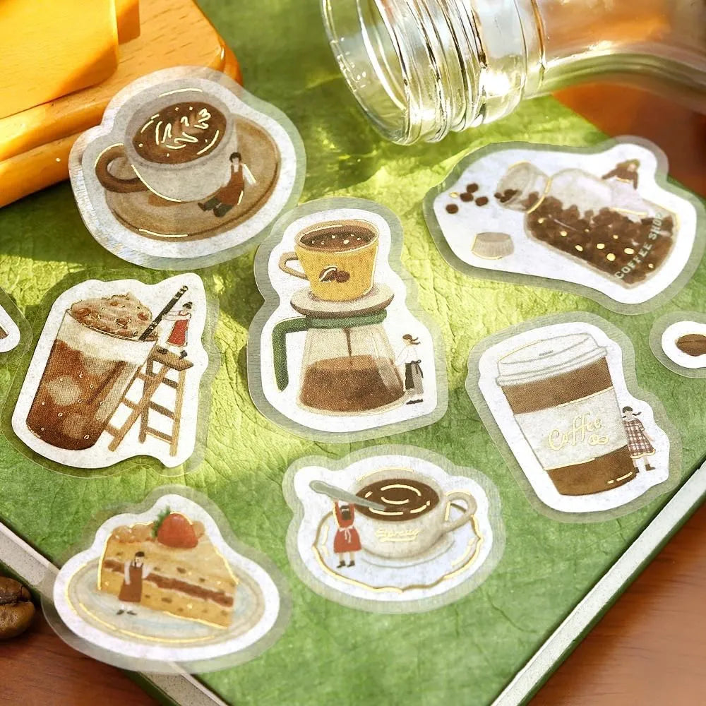 BGM Foil-Stamped Flake Stickers - Petit Story - Cafe