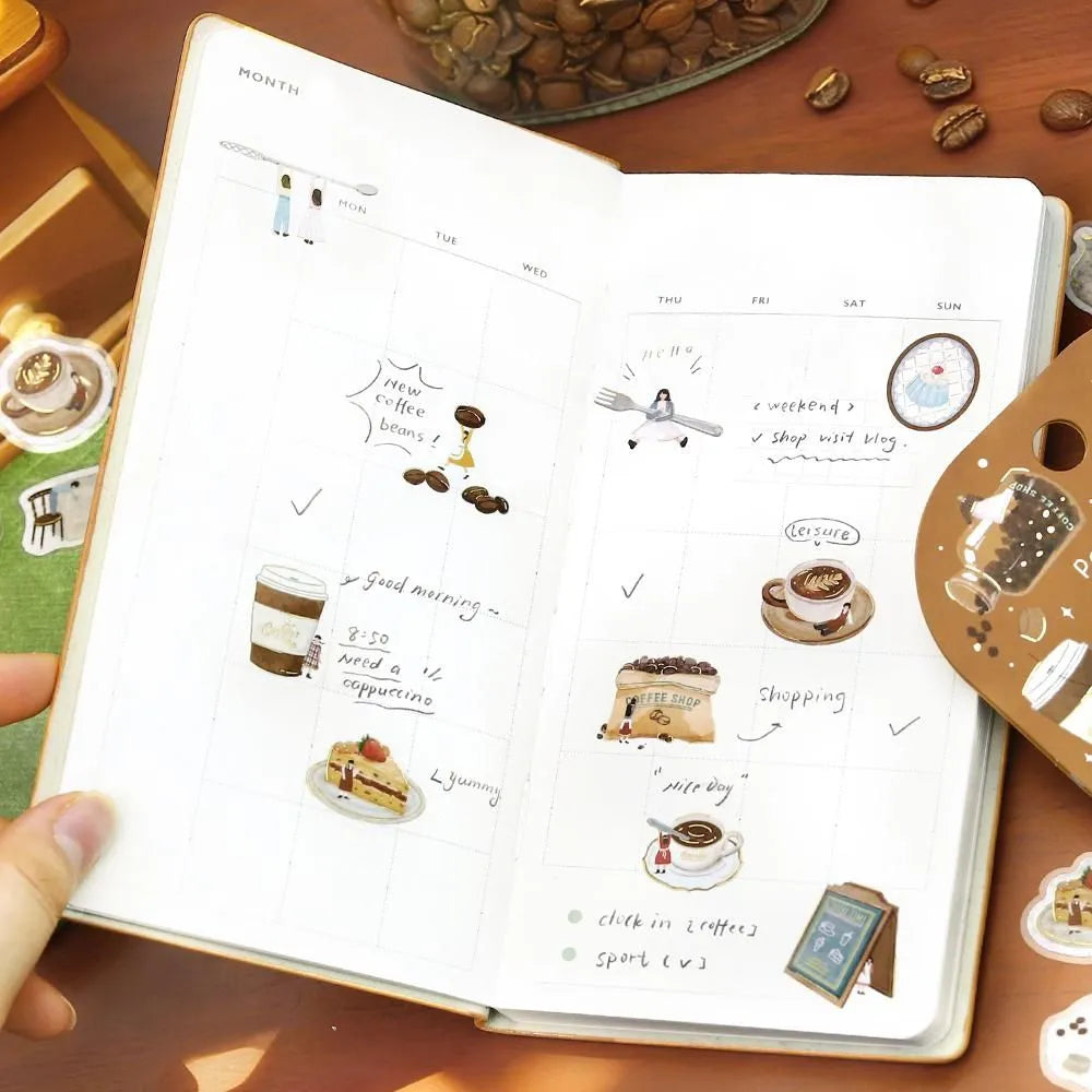 BGM Foil-Stamped Flake Stickers - Petit Story - Cafe