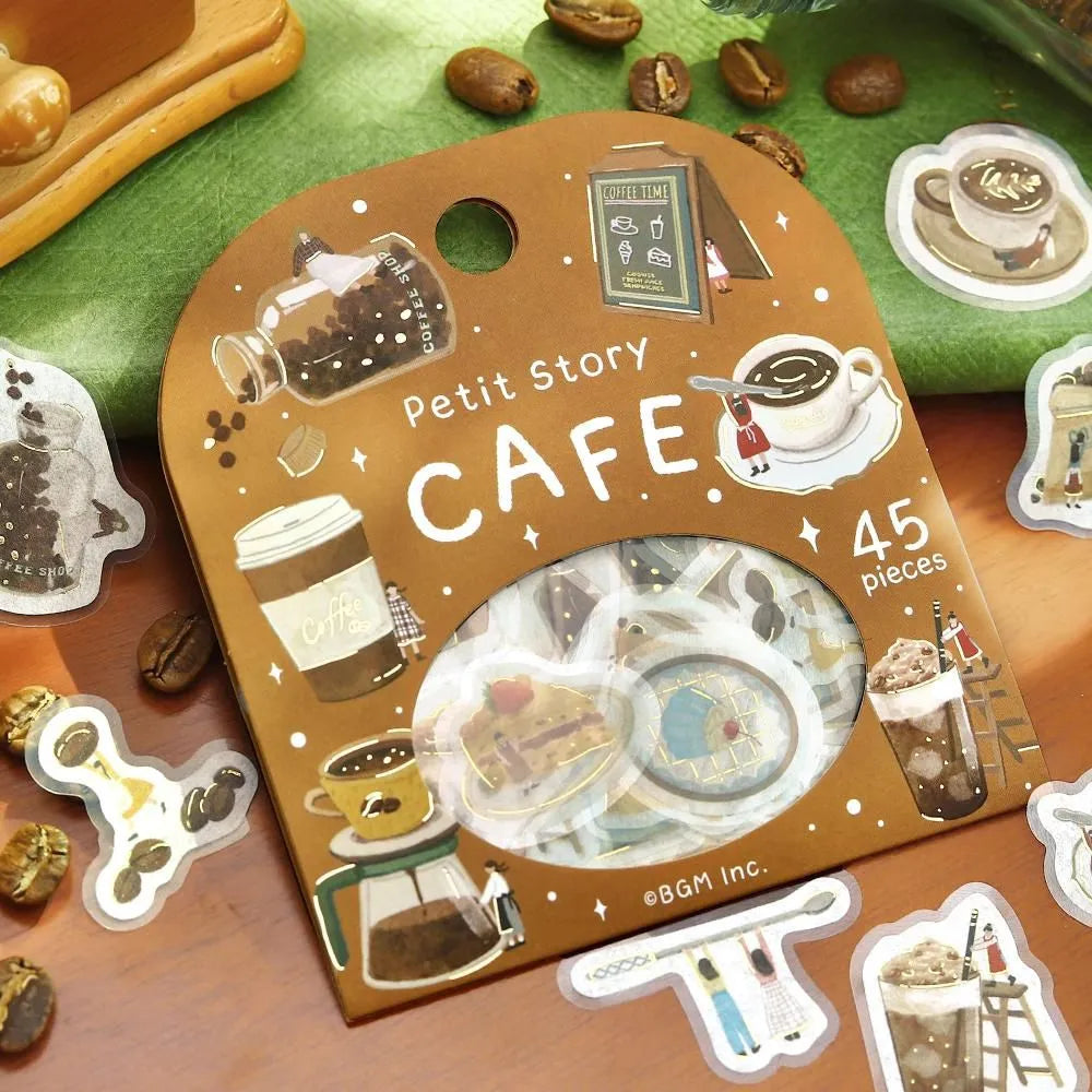 BGM Foil-Stamped Flake Stickers - Petit Story - Cafe