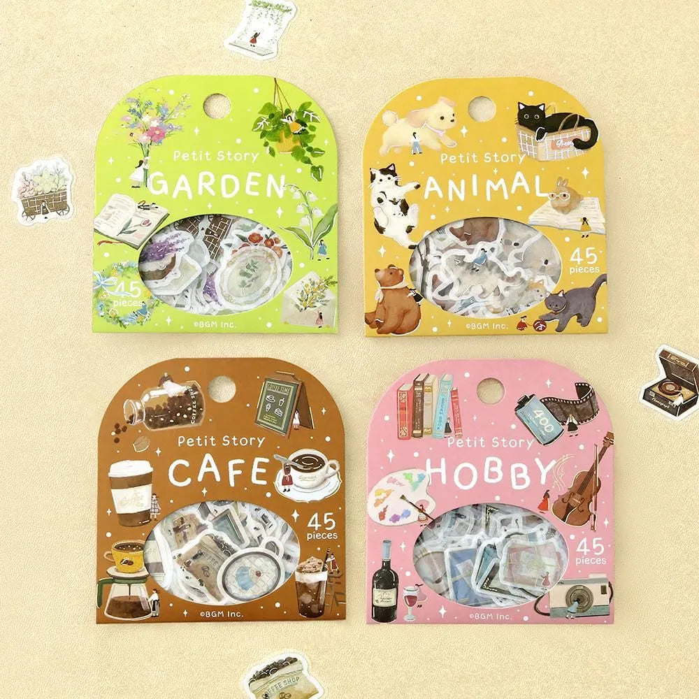 BGM Foil-Stamped Flake Stickers - Petit Story - Cafe