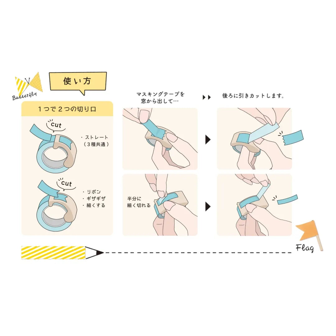 KUTSUWA Ribbon Bon - Tape Cutter - Pink