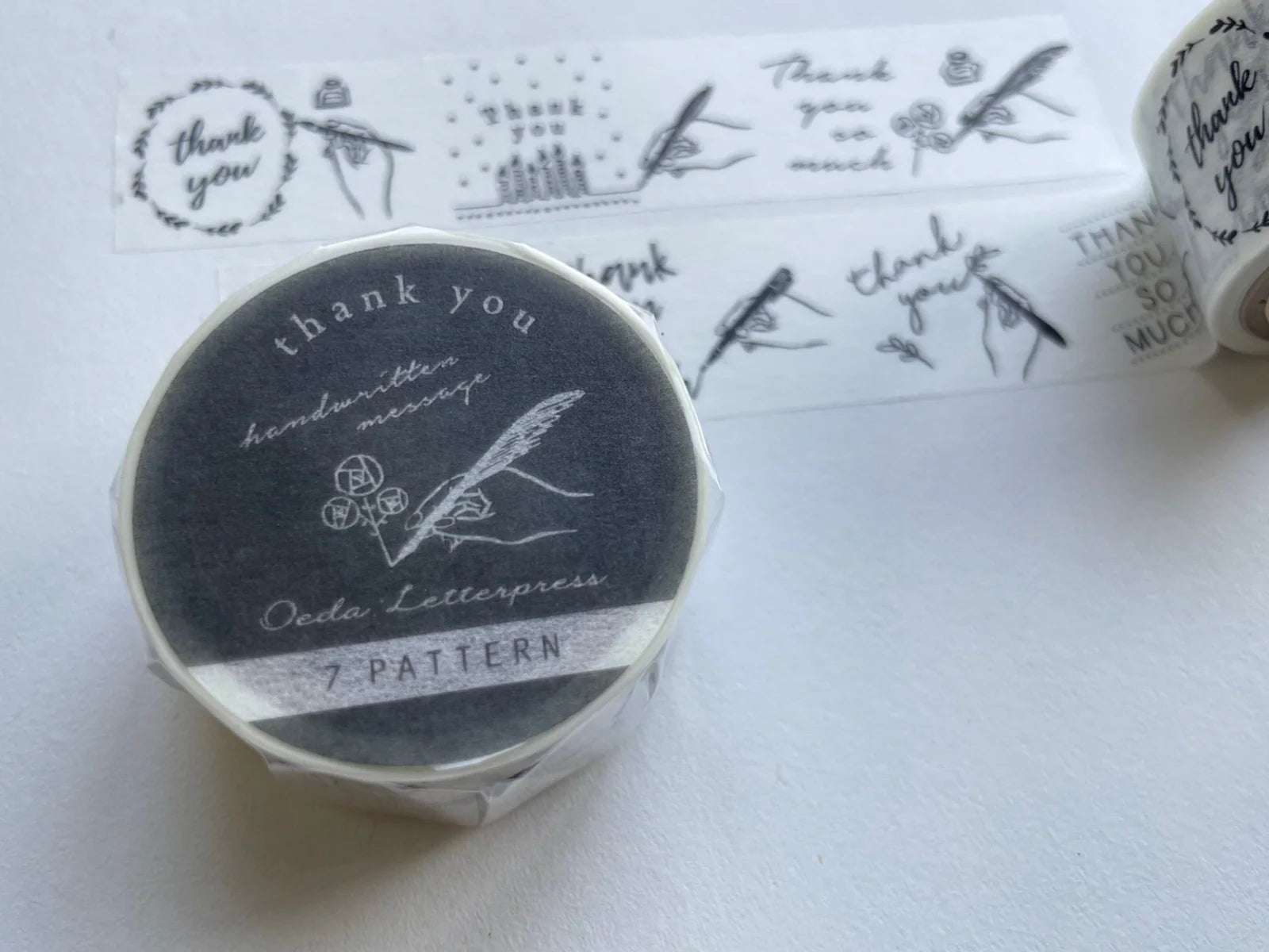 OEDA LETTERPRESS Masking Tape - Thank You - Handwritten Message -  7 Pattern