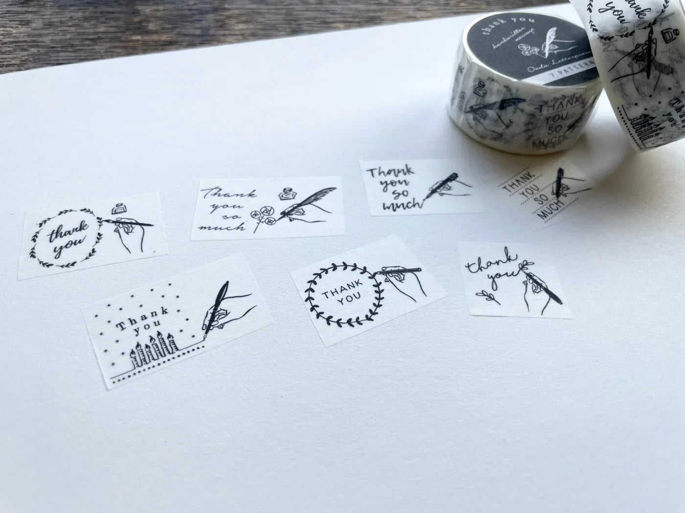 OEDA LETTERPRESS Masking Tape - Thank You - Handwritten Message -  7 Pattern