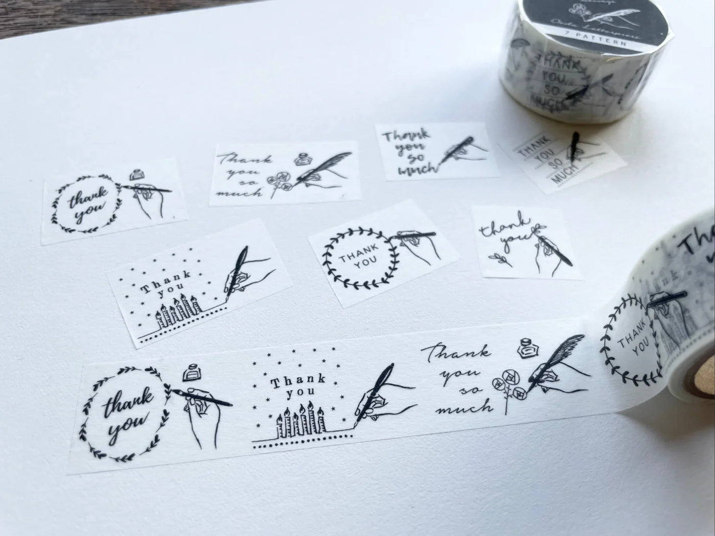 OEDA LETTERPRESS Masking Tape - Thank You - Handwritten Message -  7 Pattern