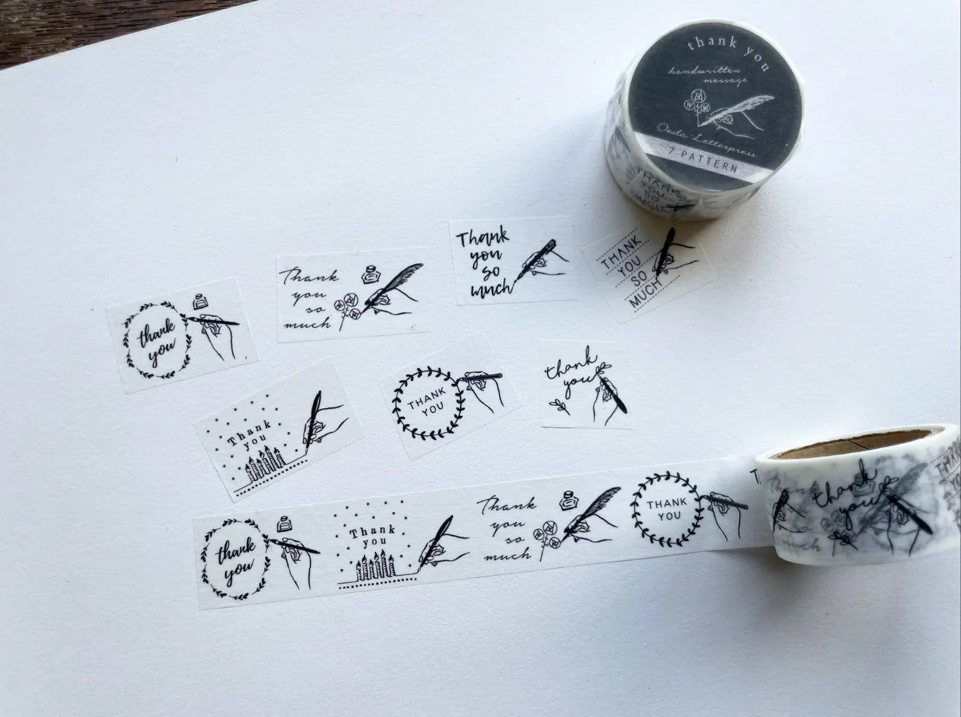 OEDA LETTERPRESS Masking Tape - Thank You - Handwritten Message -  7 Pattern