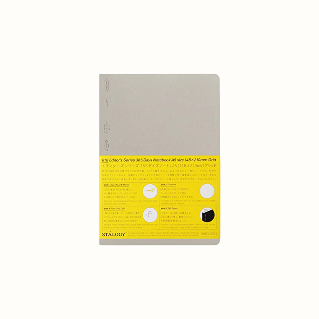 STALOGY Editor’s Series 365 Days Notebook - A5 - Grid - Fog - 2023 Limited Edition