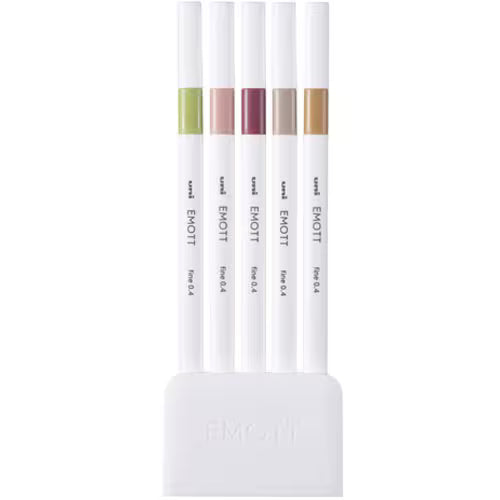 UNI Emott - Color Liner - 5 Color Set - 0.4mm - No. 10 Botanical Colors