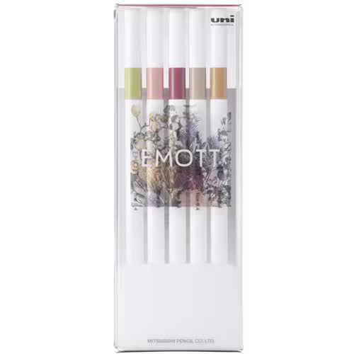 UNI Emott - Color Liner - 5 Color Set - 0.4mm - No. 10 Botanical Colors