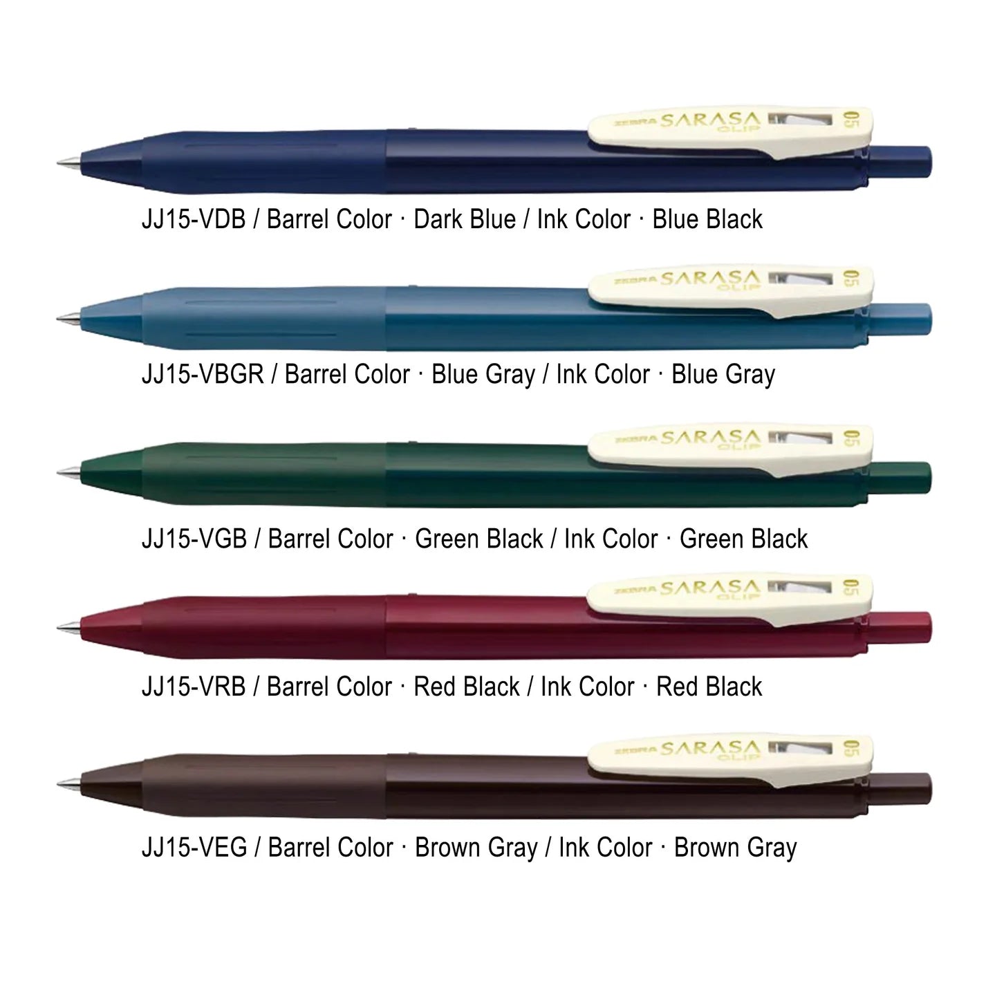 ZEBRA Sarasa Clip - Gel Pen - 0.5mm - Vintage Color Set