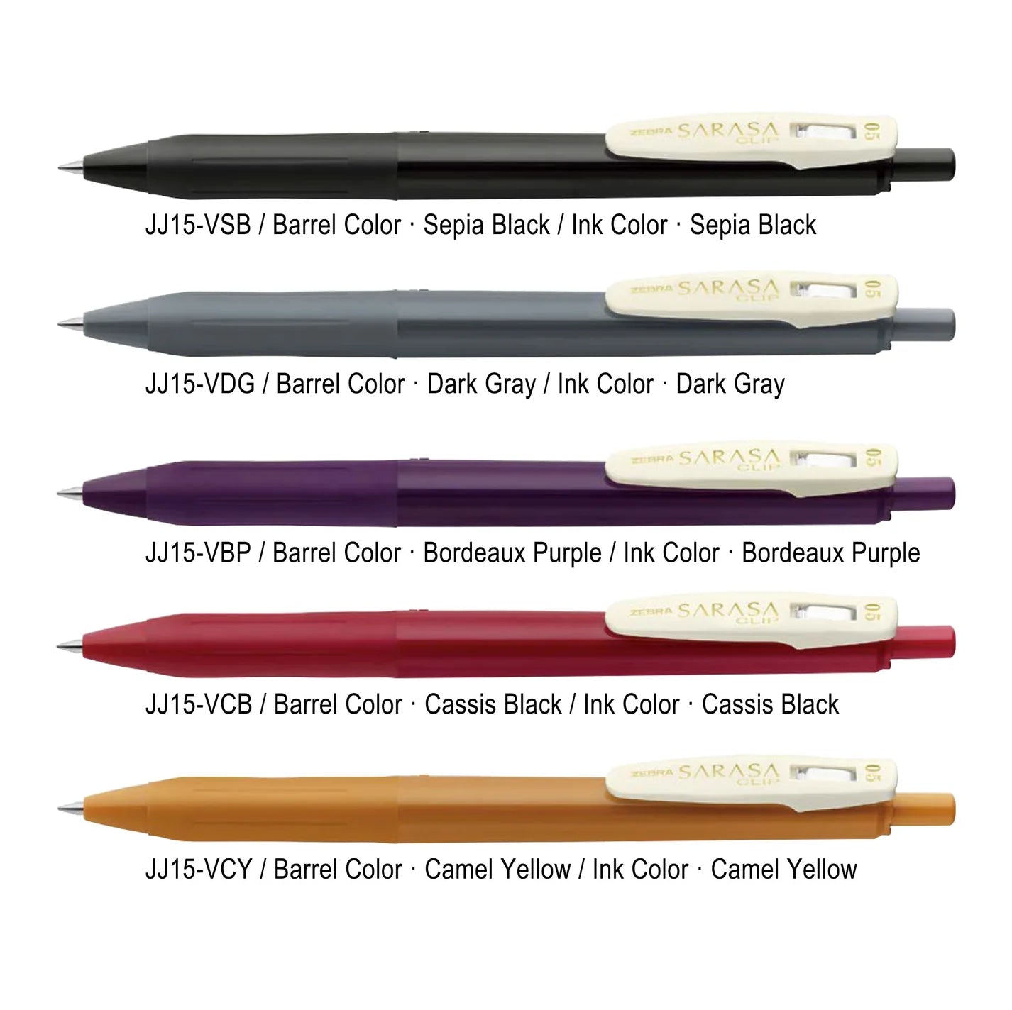ZEBRA Sarasa Clip - Gel Pen - 0.5mm - Vintage Color Set
